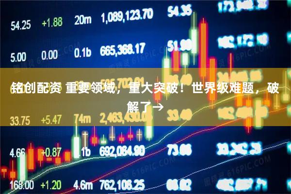 铭创配资 重要领域，重大突破！世界级难题，破解了→