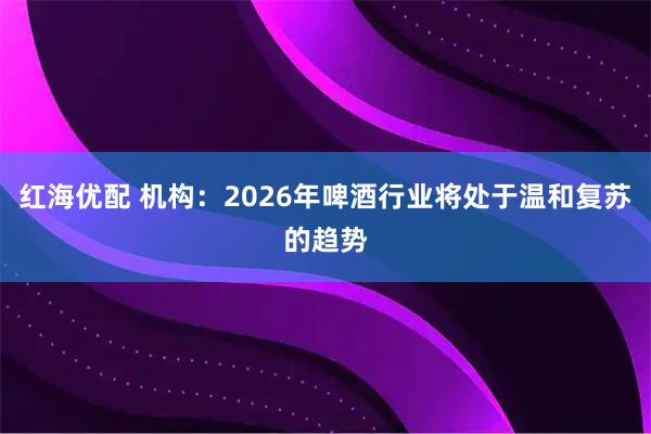 红海优配 机构：2026年啤酒行业将处于温和复苏的趋势