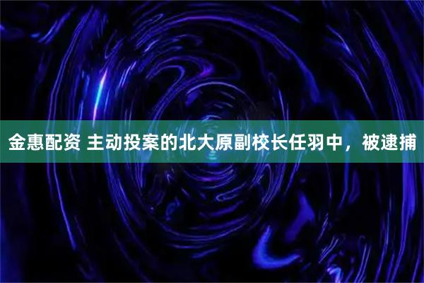 金惠配资 主动投案的北大原副校长任羽中，被逮捕